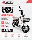 Scooter Elétrica 800W com Banco Duplo e Autonomia de até 60 km - Branca