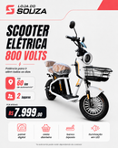 Scooter Elétrica 800W com Banco Duplo e Autonomia de até 60 km - Branca