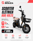 Scooter Elétrica 800W com Banco Duplo e Autonomia de até 60 km - Preta